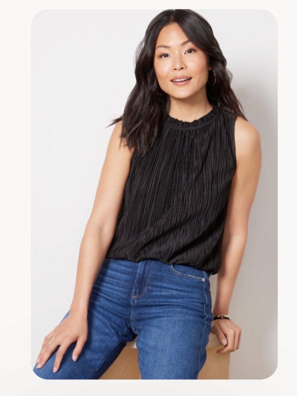 Evereve Mallory Plisse Top NWOT